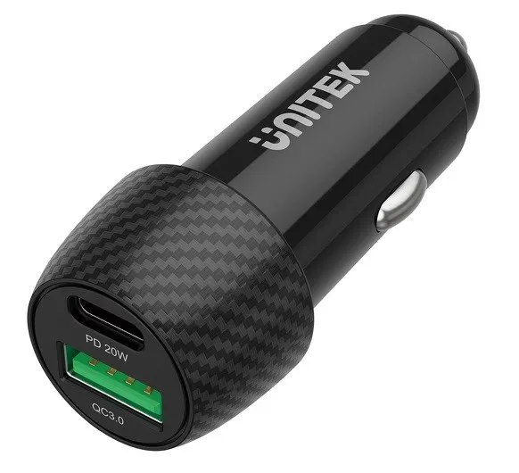UNITEK ŁADOWARKA SAMOCHODOWA 38W USB-A USB-C QC3.0 P1400A