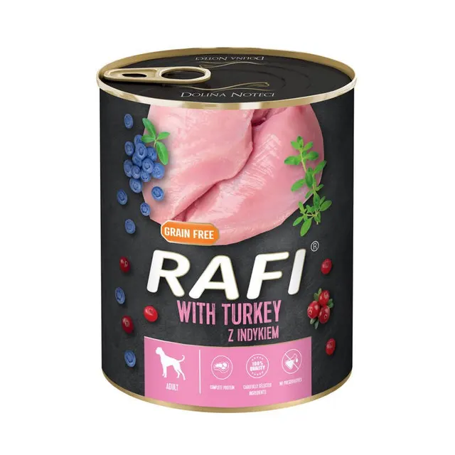 DOLINA NOTECI Rafi z indykiem borówką i żurawiną - mokra karma dla psa - 800g