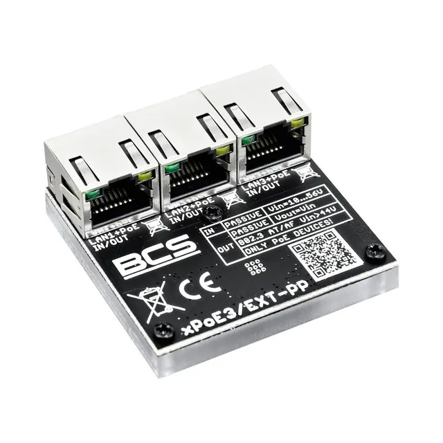 BCS BCS-XPOE3/EXT-PP przedłużacz sieciowy Wzmacniacz sieciowy Czarny 10 100 Mbit/s