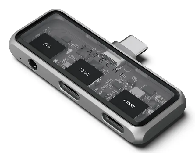 Mobilny adapter USB-C Satechi Mobile XR Hub z audio (1x USB-C 100W PD; 2.0 data i audio 1x USB-C DP 1.4 4K@60Hz; 3.0 10 Gbps 1x 3.5mm audio in/out) space gray