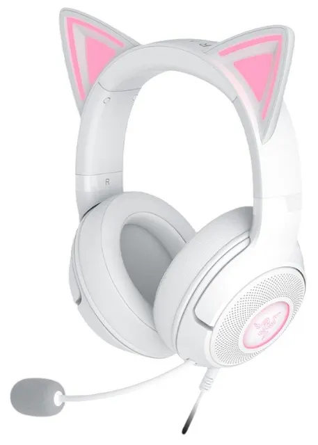 Zestaw słuchawkowy Razer Kraken Kitty V2 przewodowe nauszne z mikrofonem i redukcją szumów biały