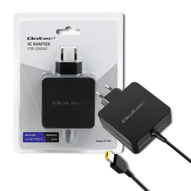 QOLTEC ZASILACZ DO LENOVO, 65W, 20V, 3.25A, SLIM TIP