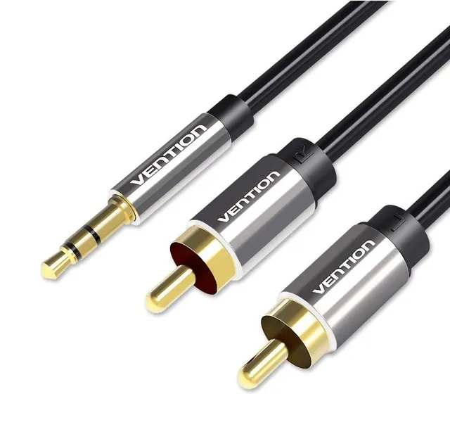 Kabel audio 3 5 mm męski na 2RCA męski 3 m czarny