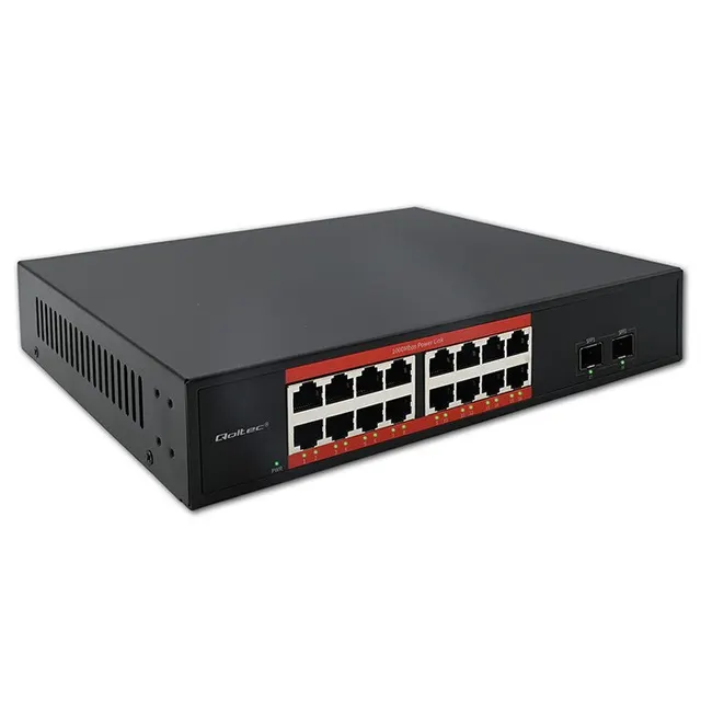 Qoltec Przełącznik sieciowy SWITCH Gigabit Ethernet, 16x RJ45, 2x SFP, 1000 Mb/s