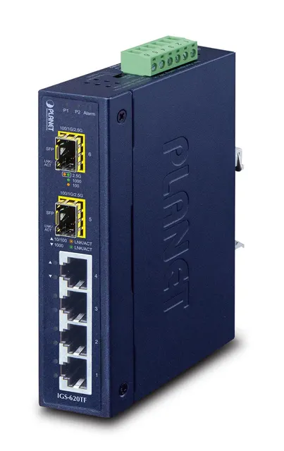 PLANET IGS-620TF łącza sieciowe Nie zarządzany Gigabit Ethernet (10/100/1000) Niebieski
