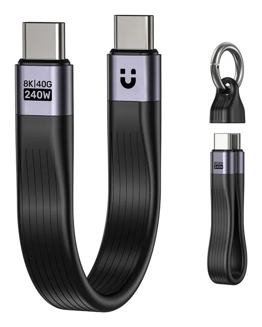 UNITEK KABEL USB-C W FORMIE BRELOKA USB 4 40 GB/S 240W PD 8K 13 CM CZARNY
