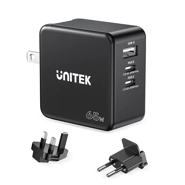 UNITEK ŁADOWARKA GAN PD 65W 2X USB-C USB-A