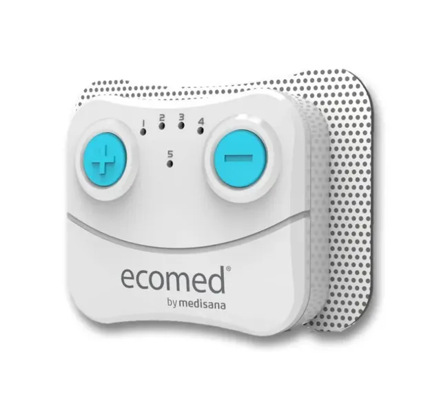 Bezprzewodowe urządzenie do terapii bólu TENS Ecomed by Medisana TT-10E 5 programów terapeutycznych, 10 poziomów intensywności, 57 x 16 5 x 45 mm