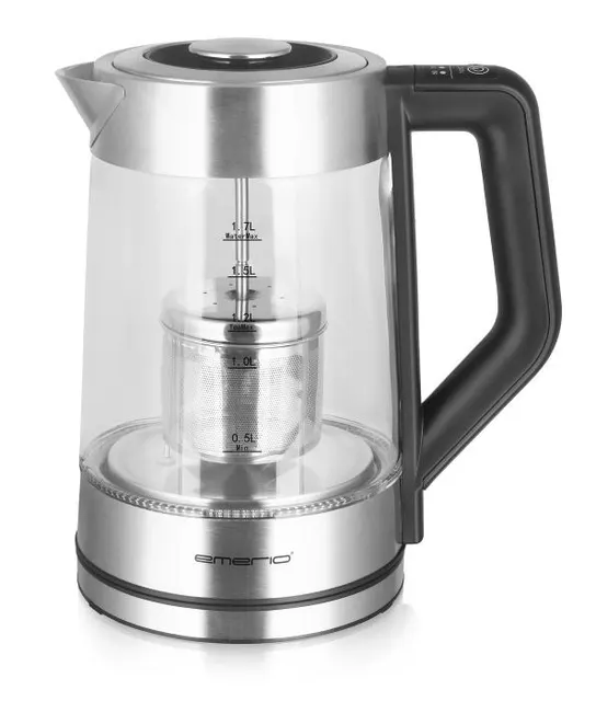 Emerio WK-122730 czajnik elektryczny 1 7 l 2200 W Czarny Srebrny Przezroczysty