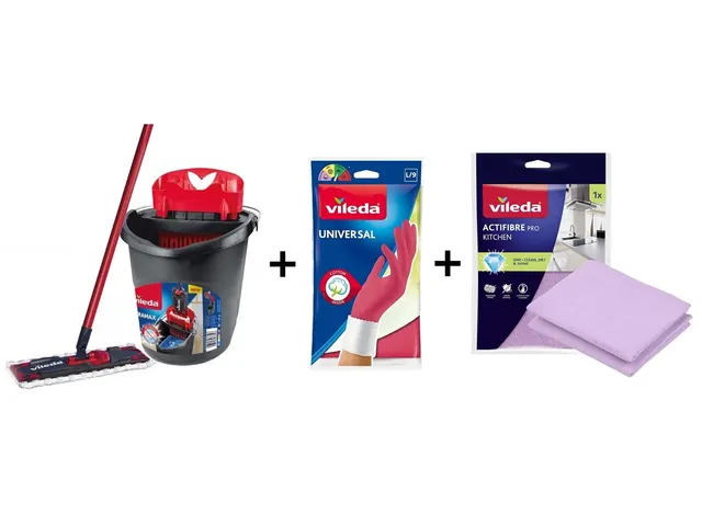 Mop płaski Vileda Ultramax Box z zestawem kuchennym, rękawiczki Universal 1 para+ściereczka Actifibre Pro kuchenna 1szt.