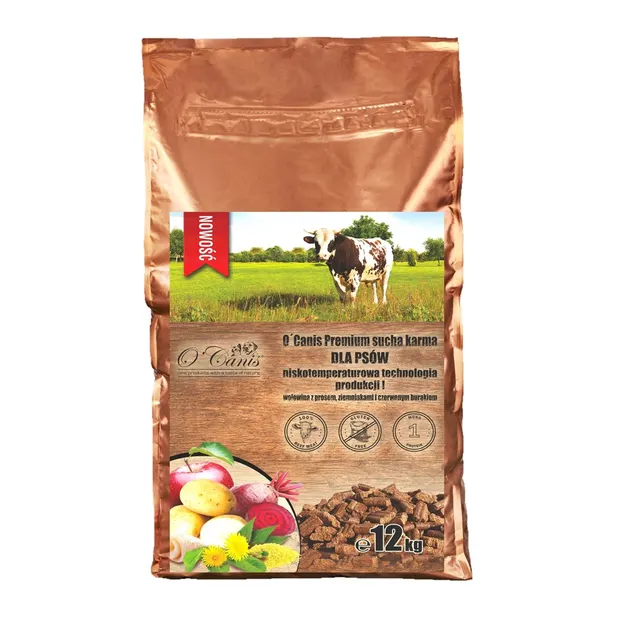 O'Canis Premium sucha karma dla psów wołowina z prosem ziemniakami i czerwonym burakiem 12kg
