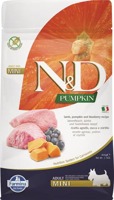 FARMINA N&D Pumpkin Dog Lamb & Blueberry Adult Mini - sucha karma dla psa - 800 g