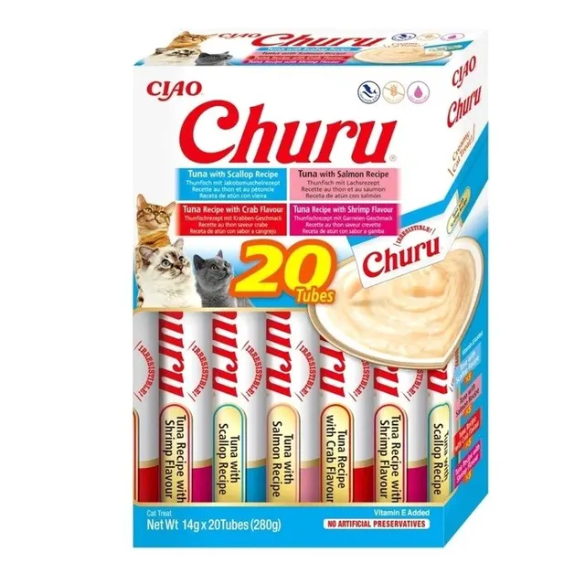 INABA Churu mix smaków z tuńczykiem i owocami morza dla kota 20x14g
