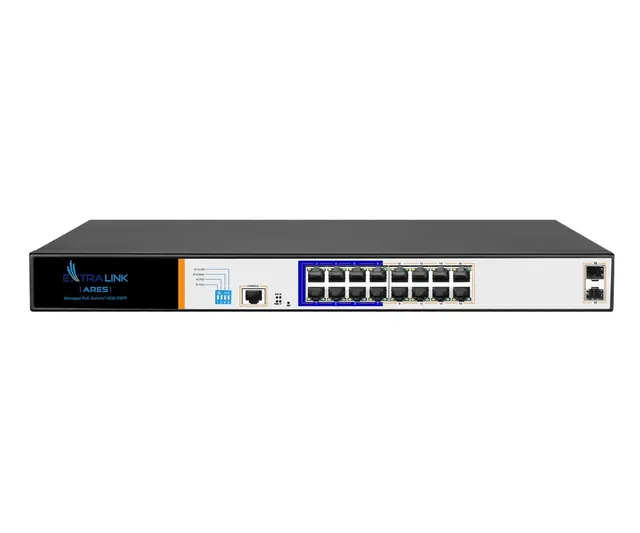 Extralink Switch PoE ARES 16x Gigabit PoE/PoE+ 2x SFP 1x Port Konsolowy 150W Zarządzalny