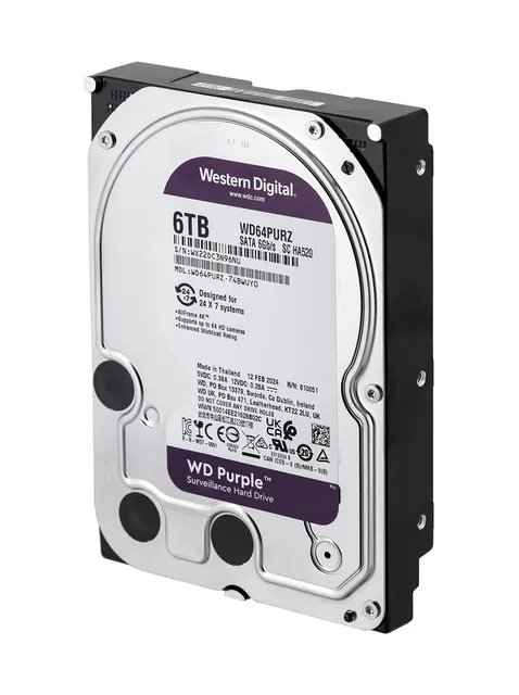 Dysk HDD WD Purple WD64PURZ (6 TB ; 3.5 ; 256 MB; 5400 obr/min)