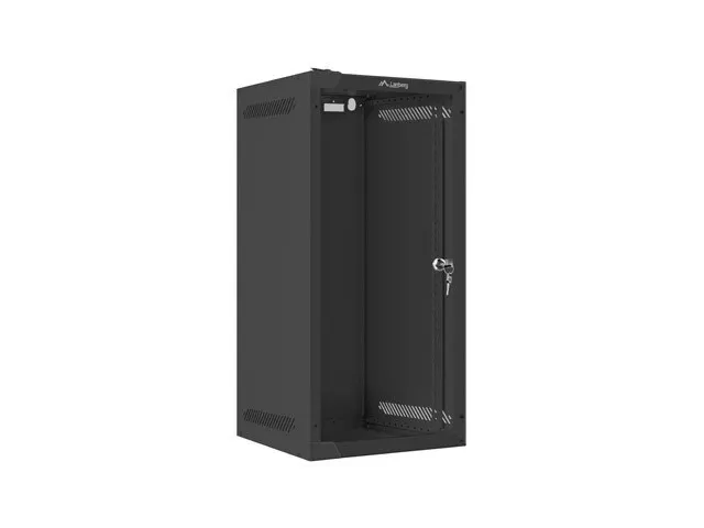 Szafa instalacyjna rack wisząca 10 12U 280x310 czarna drzwi szklane Lanberg (Flat Pack)