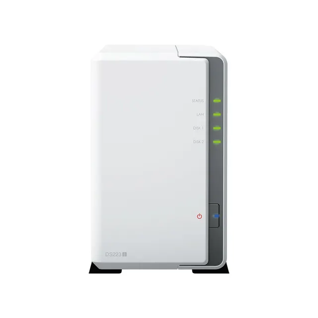 NAS Synology DS223j; Tower; 2x (3.5 SATA HDD); Realtek RTD1619B; 1 GB DDR4 1x 1GbE RJ-45