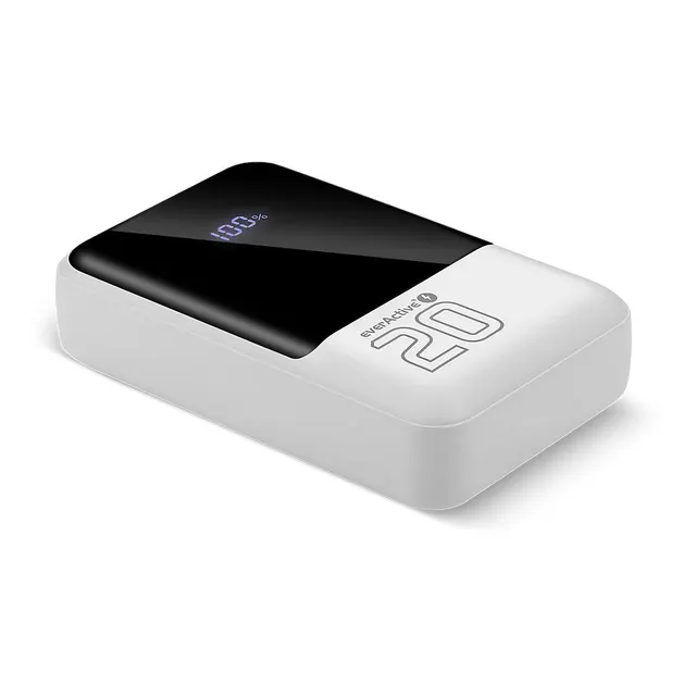 EVERACTIVE POWERBANK 20 000MAH 2X USB 1X USB-C 22 5W QC4+ WYŚWIETLACZ LCD BIAŁY EB-20Q