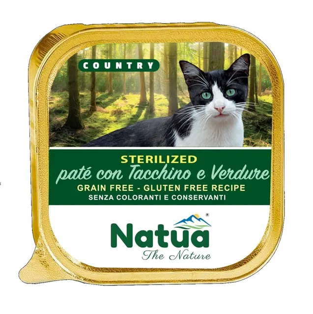 Natua Country Sterilized Turkey and Vegetables - Indyk z warzywami dla kotów sterylizowanych karma mokra dla kota tacka 100g
