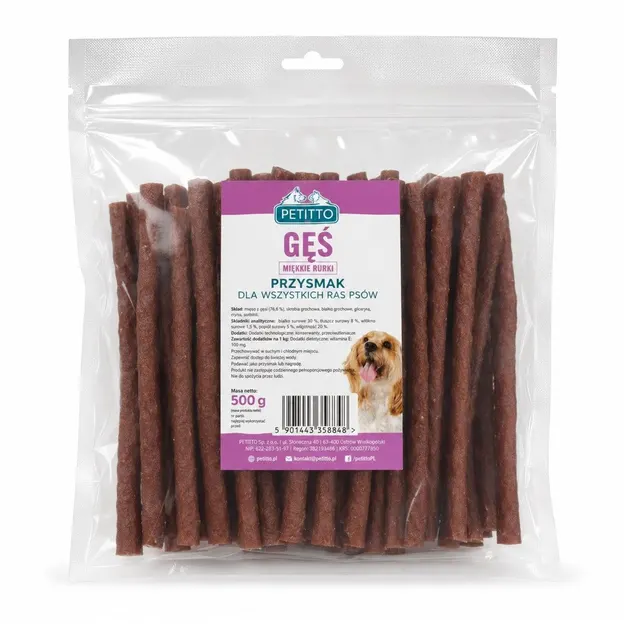 PETITTO Miękkie kabanosy rurki z gęsi 500G