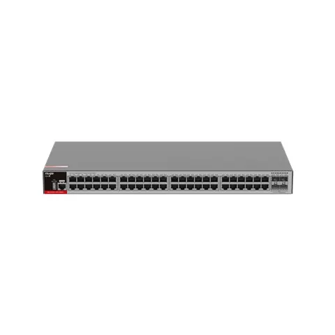 Zarządzalny Switch Ruijie L2+, 48 portów 1Gbit + 4 porty SFP 2.5Gbit, 2 wentylatory 1 wbudowany zasilacz AC, Rack
