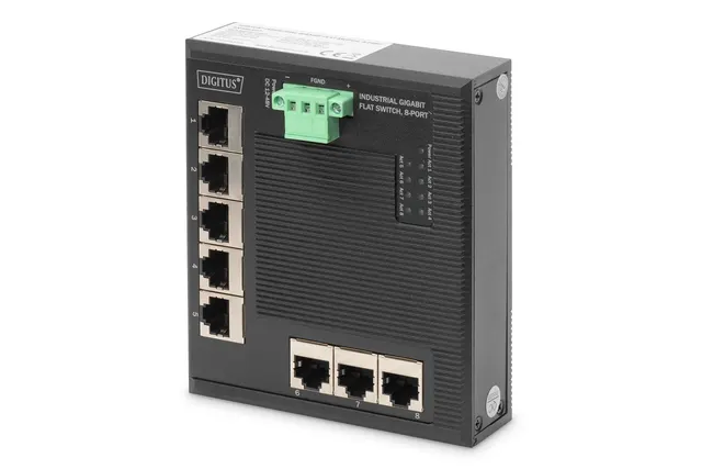 Switch Ethernet Gigabit 8-portowy montaż DIN rozszerzony zakres temp.