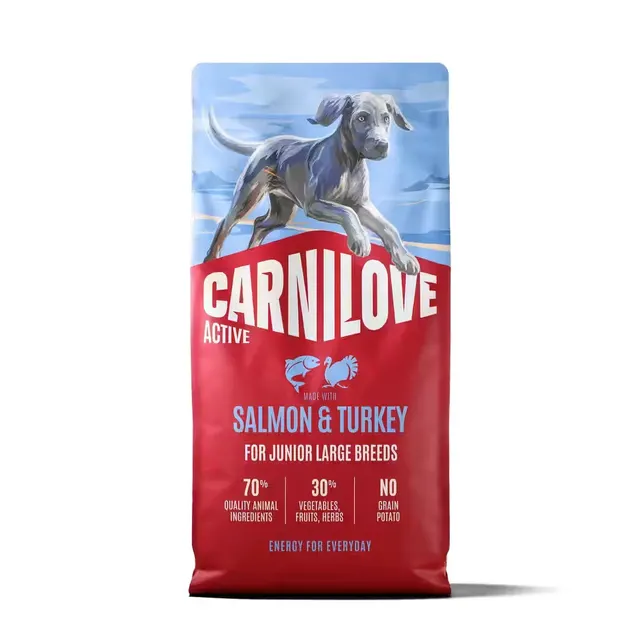 CARNILOVE ACTIVE Dog Dry Made with Salmon & Turkey for Junior Large Breeds 12 kg
