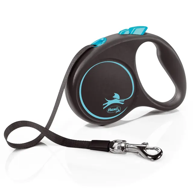 Smycz flexi automatyczna Black Design S taśma 5 m - dla psa do 15 kg kolor niebieski