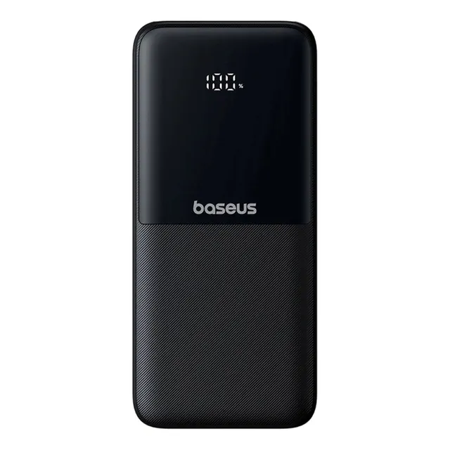 Powerbank Baseus Lipow 10000mAh 22.5W z podwójnym wbudowanym kablem z wyświetlaczem (z dodatkowym czarnym kablem Baseus Simple USB-A - USB-C 3A 0 2m) - czarny