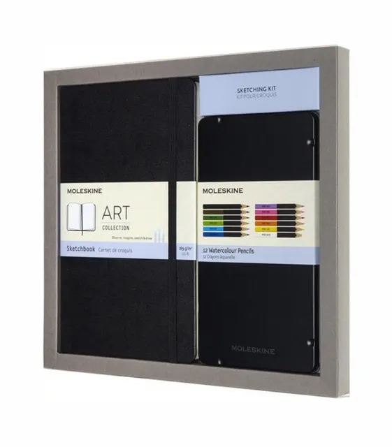 MOLESKINE Zestaw szkicownik z 12 kredkami akwarelowymi z drewna cedrowego umożliwiają tworzenie prac techniką suchą jak i mokrą.
