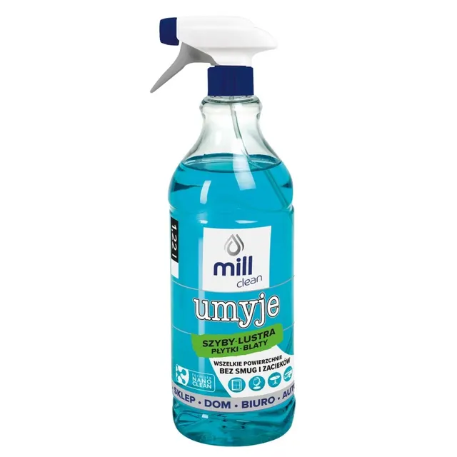 MILL CLEAN UMYJE Płyn do mycia szyb luster glazury usuwa zabrudzenia pozostawiając powierzchnie bez smug. 1 22l
