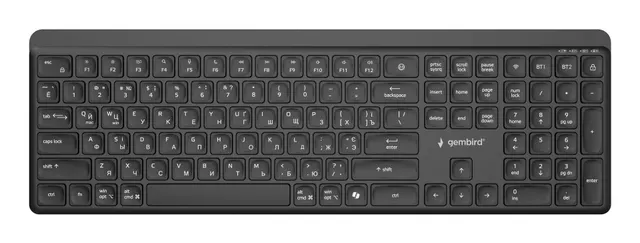 Bezprzewodowa klawiatura pro-biznesowa Gembird KB-WPS-03-CYRL slim dual mode: 2 4 GHz + BT układ RU kolor czarny