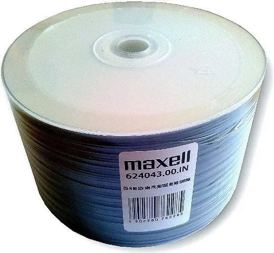 MAXELL CD-R 700MB 50 szt. w opakowaniu SHRINK prędkość zapisu 52X 80 min. Płyty wysokiej jakości z możliwością nadruku żywe kolory i trwałość zapisu. Przeznaczenie Multimedia.