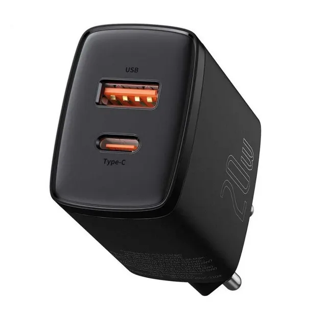 BASEUS ŁADOWARKA SIECIOWA USB USB-C (CZARNA)