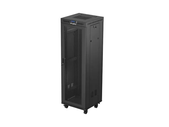 Szafa instalacyjna rack stojąca 19 37U 600X600 czarna drzwi perforowane LCD LANBERG (flat pack)
