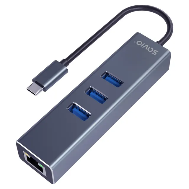 SAVIO AK-57 3-PORTOWY HUB USB-C Z ADAPTEREM RJ-45