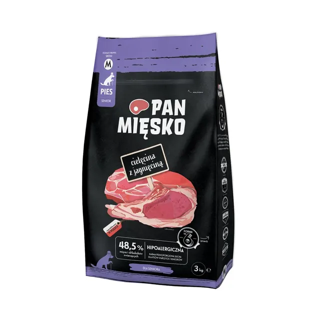 Pan Mięsko Cielęcina z jagnięciną sucha karma dla psa chrupki M 3kg