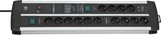 Brennenstuhl 1392000232 rozgałęziacz 3 m 14 x gniazdo sieciowe Wewnętrzna Czarny Srebrny