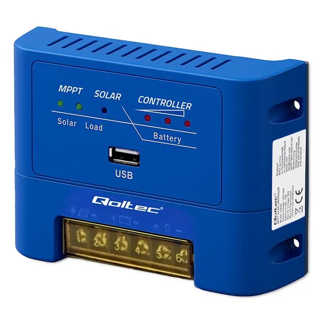 QOLTEC REGULATOR ŁADOWANIA MPPT 15A DO ZASILANIA ODBIORNIKÓW DC I ŁADOWANIA AKUMULATORÓW 12V/24V, LIFEPO4