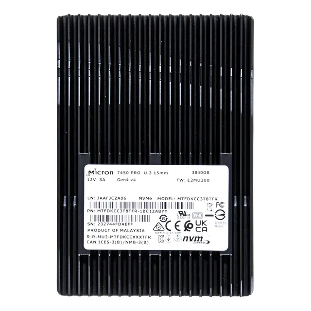 Dysk SSD Micron 7450 PRO 3.84TB U.3 (15mm) NVMe Gen4 MTFDKCC3T8TFR-1BC1ZABYYR (DWPD 1)