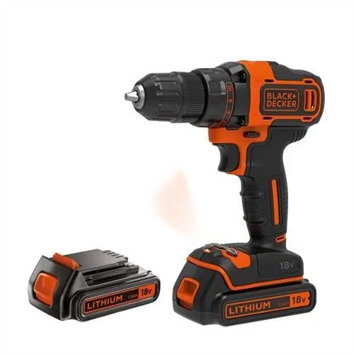 Akumulatorowa wiertarko-wkrętarka 18V Black+Decker [BDCDD186KB-QW] Li-Ion 2x1 5Ah