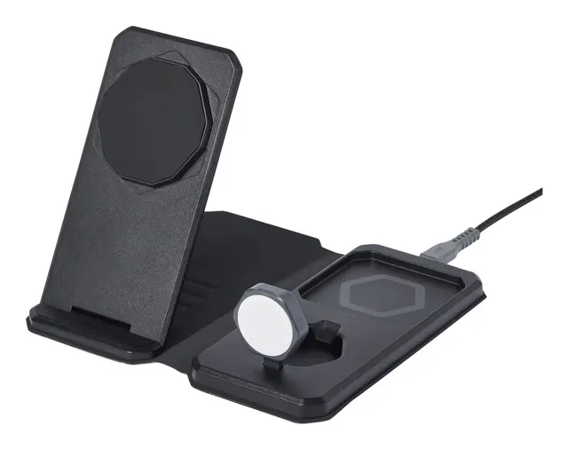 UAG 3in1 Travel Charger - bezprzewodowa ładowarka podróżna do trzech urządzeń 15W kompatybilna z MagSafe kabel wtyczki i organizer w zestawie (black/gray)