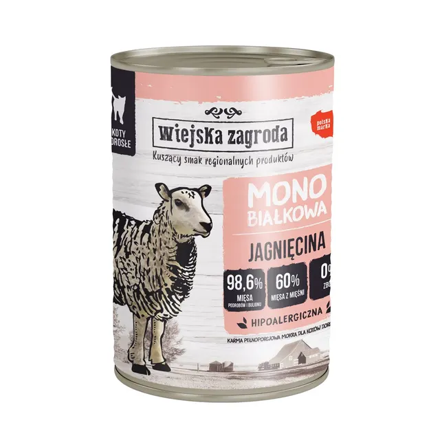 Wiejska Zagroda Monobiałkowa Jagnięcina mokra karma dla kota 400g