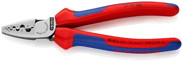 Szczypce KNIPEX 97 72 180 do zgniatania tulejek kabl. 0 25-16MM