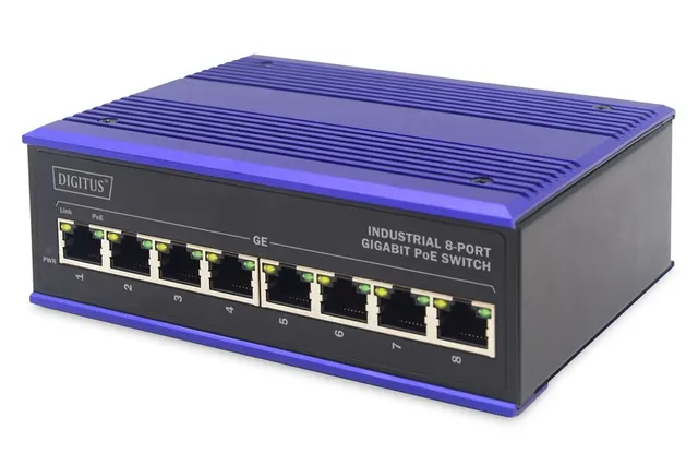 ASSMANN Electronic DN-651121 przełącznik sieciowy Gigabit Ethernet (10/100/1000) Obsługa PoE Czarny Niebieski