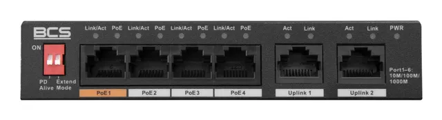 BCS BCS-L-SP04G02G(2) Nie zarządzany Gigabit Ethernet (10/100/1000) Obsługa PoE Desktop Czarny