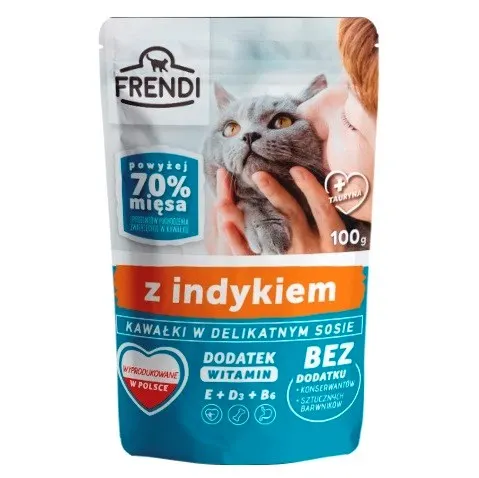 FRENDI Kawałki w sosie z indykiem - mokra karma dla kota - 100 g