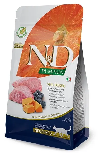 FARMINA N&D PUMPKIN CAT LAMB&BLUEBERRY NEUTERED - sucha karma dla kota - 1 5 kg