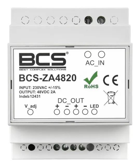 BCS BCS-ZA4820 moduł zasilaczy TS35 DIN Biały