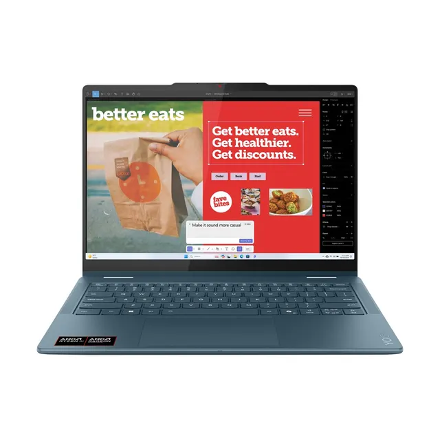 Lenovo Yoga 7 2-in-1 14AKP10 Ryzen AI 5 340 14.0 WUXGA Touch OLED 400nits Glossy 60Hz 16GB LPDDR5-6400 SSD512 Radeon 840M Graphics Cam 5.0MP 70Wh Win11 Tidal Teal